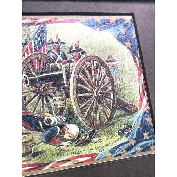 Framed Historical American Stamp Art Depicting Washington & Molly Pitcher - Picture 3 of 8